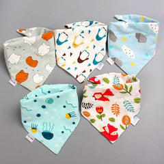 5Pcs/Set Baby Bibs Triangle Double Cotton Bandana Bibs Baby Boys Girls Babador Feeding Smock Infant Burp Cloth Baby Saliva Towel