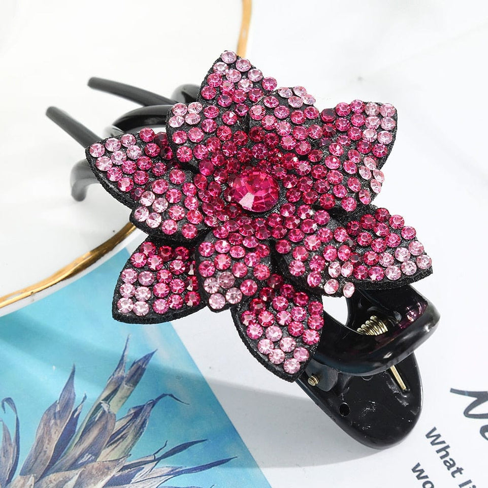 Rhinestone Hairpin Flower Leaf Butterfly Duckbill Hair Claws Retro Hair Clips Accessories For Women Shinning Ponytail Headwear