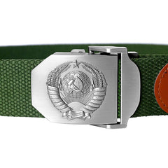 New Men & Women High Quality Belt 3D Soviet National Emblem Canvas Military Belt Soviet Memory CCCP Luxury Jeans Tactical Belt