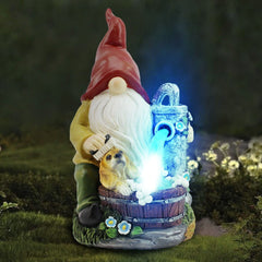 Outdoor Garden Dwarf Statue-resin Dwarf Statue Carrying Magic Ball Solar Led Light Welcome Sign Gnome Yard Lawn Large Figurine