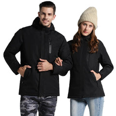 2019 Winter Couples USB Heated Jacket Men Women Plus Size Waterproof Jacket Men Down Cotton Hiking Coat Keep Warm Rain Jacket