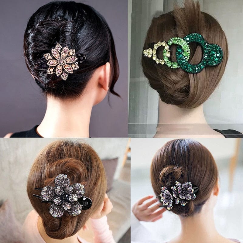 Rhinestone Hairpin Flower Leaf Butterfly Duckbill Hair Claws Retro Hair Clips Accessories For Women Shinning Ponytail Headwear