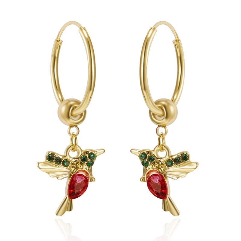 Exquisite Bird-shaped Hummingbird Hoop Pendant Crystal Pendant Earrings Tassel Bird Earrings for Women's Wedding Jewelry