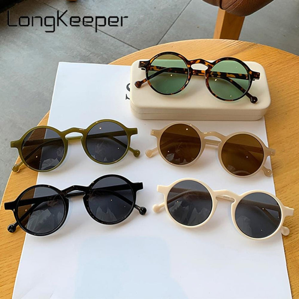 Retro Round Sunglasses Women Brand Designer Classic Vintage Small Frame Sun Glasses Ladies Black Driving Eyewear Korean Style