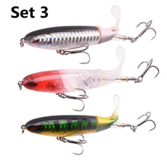 3pcs/lot Whopper Plopper 100mm 13g Floating Popper Fishing Lure pencil Artificial Hard Bait Wobbler Rotating Tail Fishing Tackle