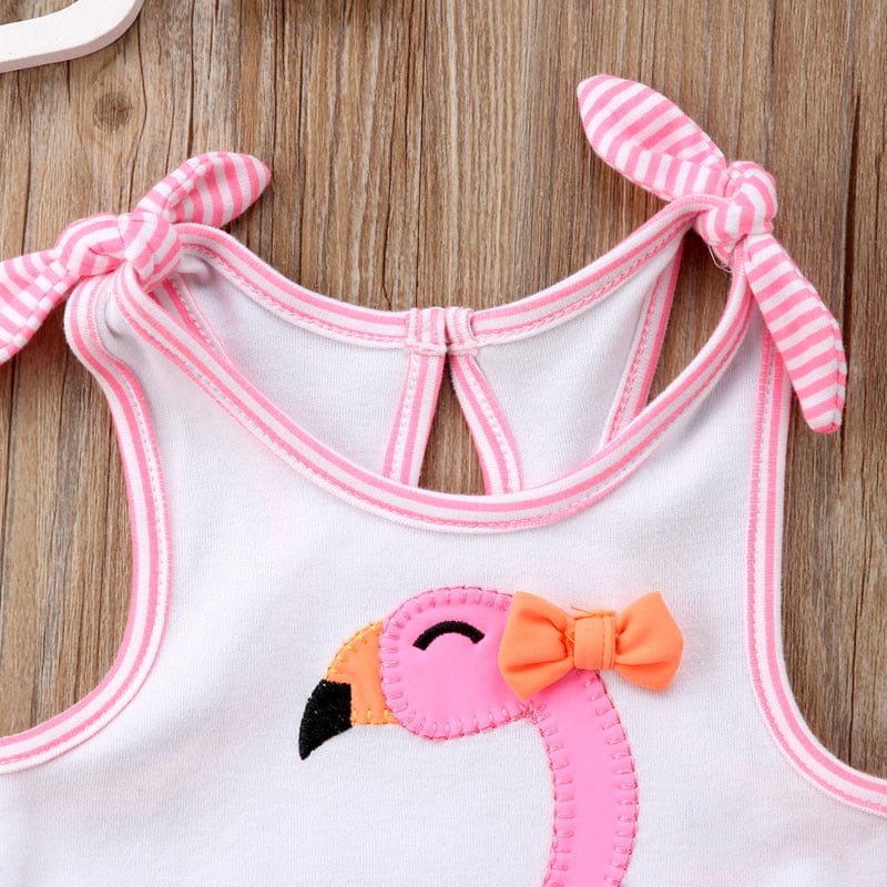 Pudcoco US Stock Newborn Baby Girl Romper Clothing Flamingo Flower Bow Romper Jumpsuit Outfits Beachwear Clothes