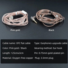 KZ ZS10 ZSN ZEX PRO In Ear Cable High-Purity Oxygen-Free Copper Twisted Upgrade Cable 2pin Cable For KZ ZEX Silver plated Cable