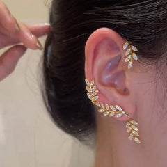 Gold Color Metal Ear Bone Clip For Women Sweet Exquisite Sparkling Crystal Butterfly Ear Cuff Clip Earring Wedding Jewelry