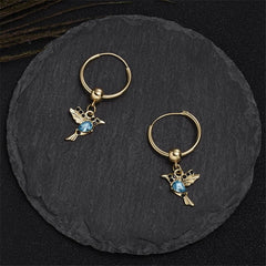 Exquisite Bird-shaped Hummingbird Hoop Pendant Crystal Pendant Earrings Tassel Bird Earrings for Women's Wedding Jewelry