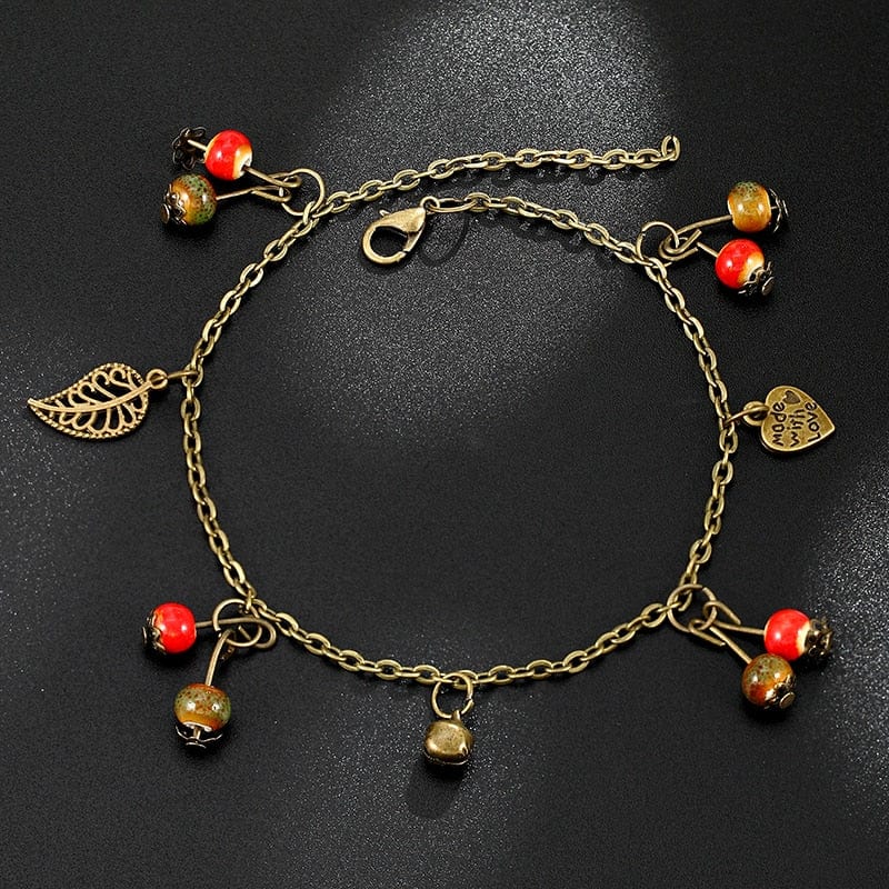 Hot summer retro style imitation fruit Women anklet bracelet personality ethnic style leg chain girl barefoot chain jewelry Gift