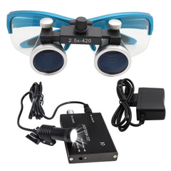 Dental Loupes Magnifier Lab Medical Magnification Binocular 2.5/3.5x420 Headlight Headlamp 5W Cloth Case