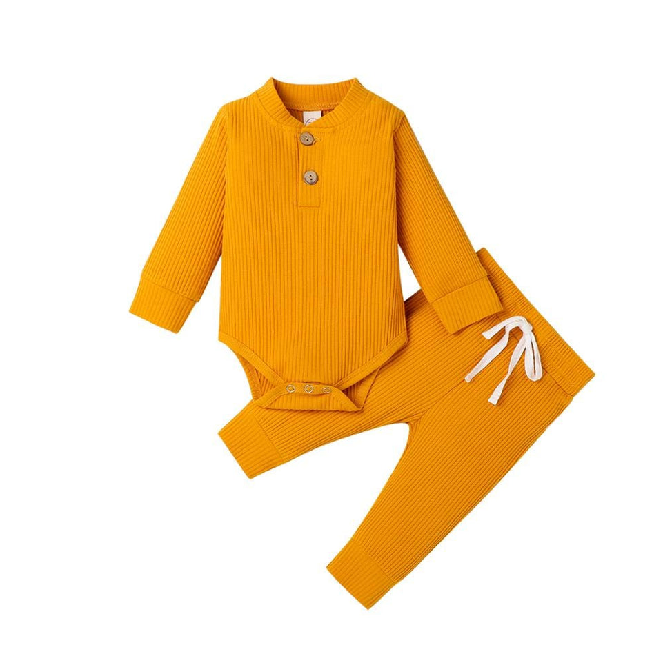 16 Colors Baby Outfits Solid Sets Infant Toddler Newborn Girls Boys Autumn Winter Baby Girl Boy Long Sleeve Romper Pants 0-24M