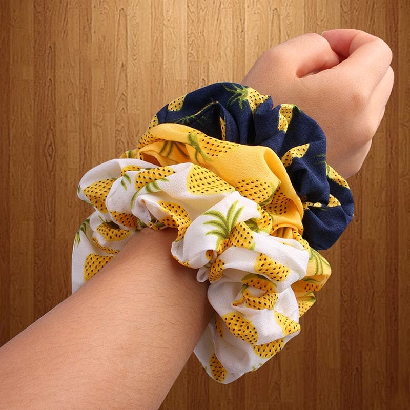 Korean Women Scrunchie Hearwear Girls Hair Tie Lady Scrunchies Ponytail Hair Female Holder Rope Pineapple Print Hair Accessories