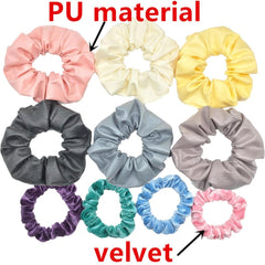 Scrunchies Set Hair Accessories Velvet Chiffon ties band Sequins organza Ponytail Holder Headwear No Crease Leopard Solid  10pcs