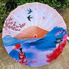 Silk Cloth Women Umbrella Japanese Cherry Blossoms Ancient Dance Umbrella Decorative Umbrella Chinese Style Oil Paper Umbrella