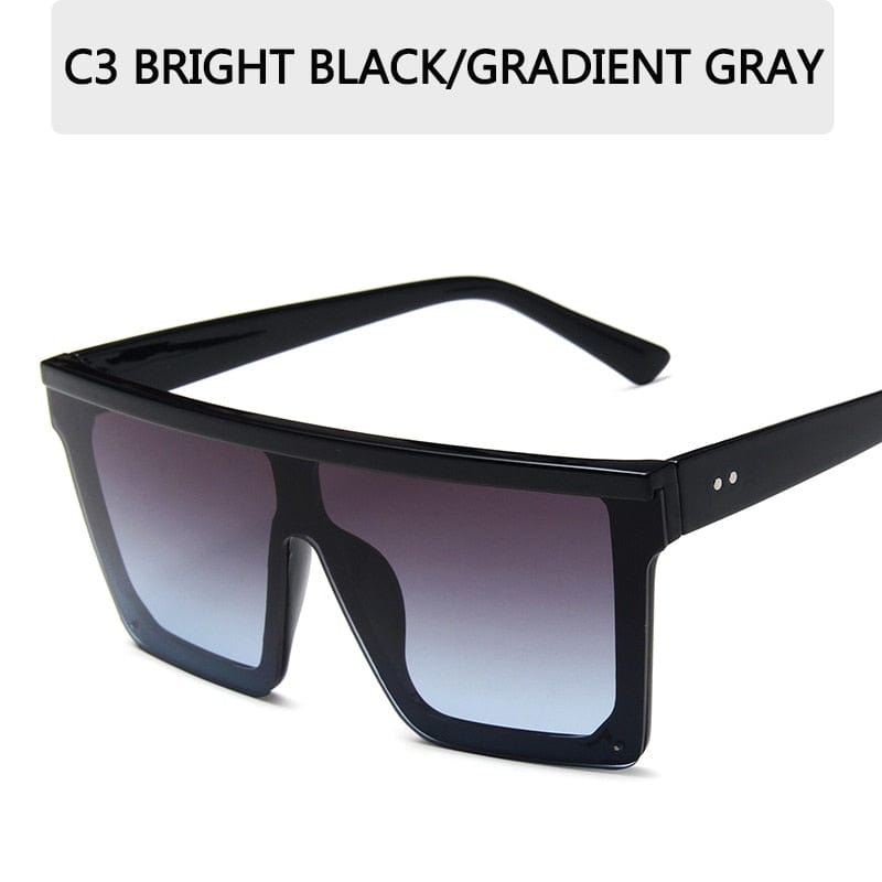 2023 Vintage Male Flat Top Sunglasses Men Brand Black Square Shades UV400 Gradient Sun Glasses For Women Cool One Piece Designer