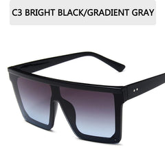 2025 Vintage Male Flat Top Sunglasses Men Brand Black Square Shades UV400 Gradient Sun Glasses For Women Cool One Piece Designer