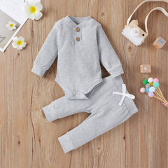 16 Colors Baby Outfits Solid Sets Infant Toddler Newborn Girls Boys Autumn Winter Baby Girl Boy Long Sleeve Romper Pants 0-24M