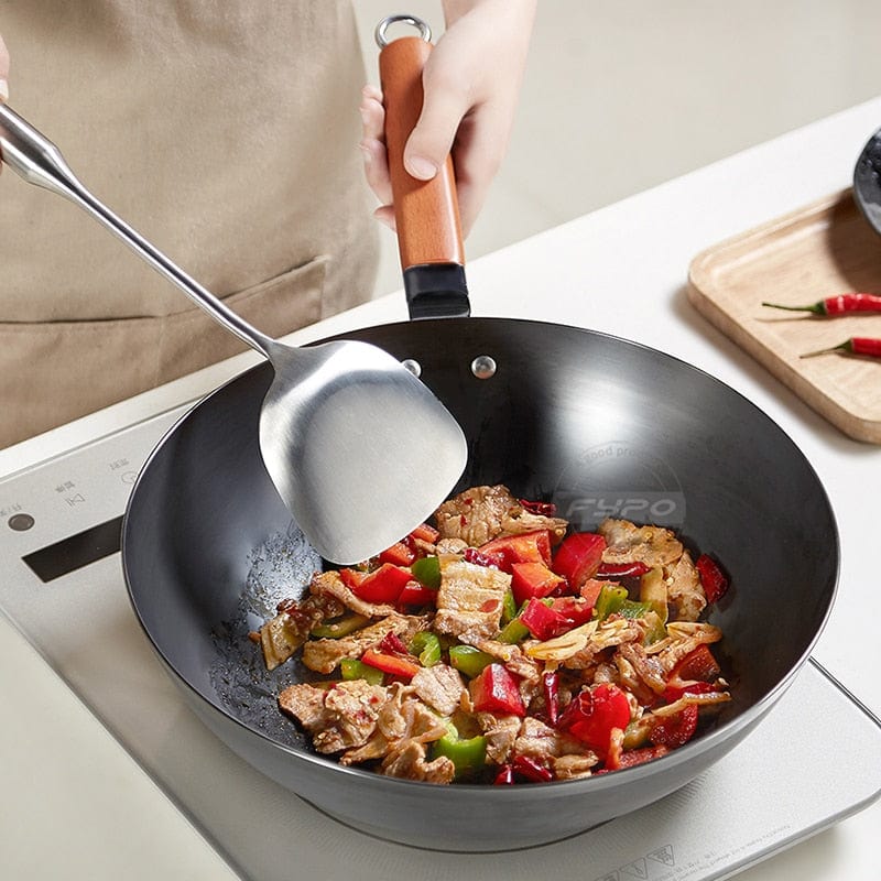 Chinese Traditional Handmade Iron Wok Non-stick Pan Non-coating Gas and Induction Cooker Cookware Kitchen pot pans - Wowza