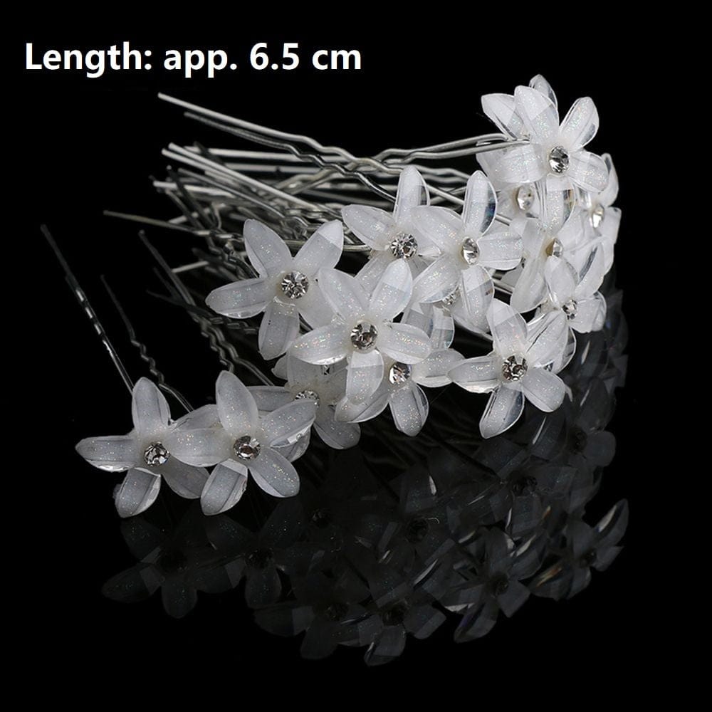 50/20 pcs/pack Women Flowers Hairpin Stick Wedding Bridal Crystal Flowers Hairpin U Shaped Hair Clip Hair Accessories