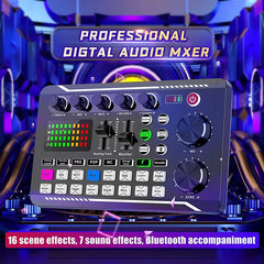 Mixing Desk Sound Card and Audio Interface with DJ Mixer Effects and Voice Changer,Bluetooth Stereo Audio for Youtube Streaming