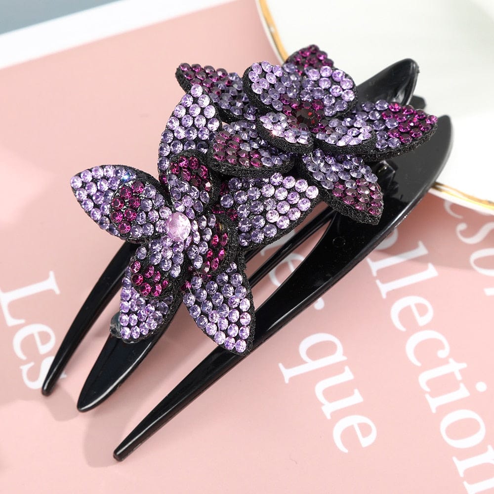 Rhinestone Hairpin Flower Leaf Butterfly Duckbill Hair Claws Retro Hair Clips Accessories For Women Shinning Ponytail Headwear