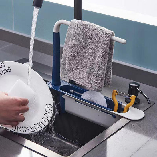 Telescopic Sink Drain Rack Soap Sponge Holder Organizer Sink Shelf Hanger Expandable Storage Basket Kitchen Tool - Wowza