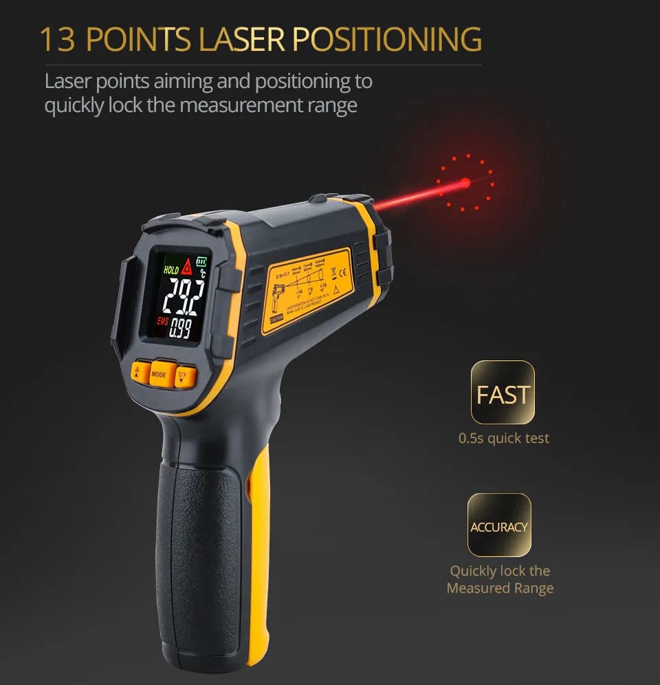 Digital Infrared Thermometer Laser Temperature Meter Non-contact Pyrometer Imager Hygrometer LCD Light Alarm