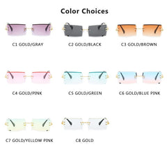 Fashion Small Rectangle Sunglasses Women Rimless Square Sun Glasses  2022 Summer Style Female Uv400 Green Brown