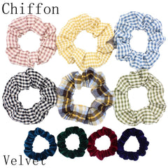 Scrunchies Set Hair Accessories Velvet Chiffon ties band Sequins organza Ponytail Holder Headwear No Crease Leopard Solid  10pcs