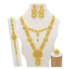 Dubai Jewelry Sets Gold Color Necklace & Earring Set For Women African France Wedding Party Jewelery Ethiopia Bridal Gifts