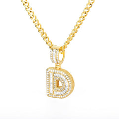 Trend Ice Out Letters Necklace Pendant for Women Men Initials Cubic Zirconia A-Z Alphabet Clavicle Necklace Collar Fashion Gift