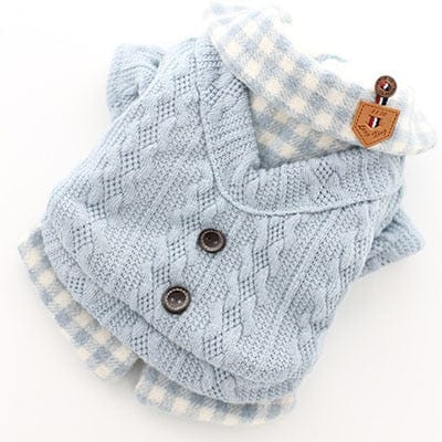 Thicken Warm Dog Coat Winter Puppy Cat Plaid Shirt Sweater Jacket For Small Dogs Bichon Knitwear Sweatshirt Jacket Pet Clothes L