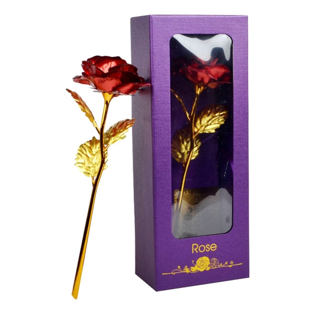 24k Gold Plated Rose With Love Holder Box Gift Valentine's Day Mother's Day Gifts Flower Gold Dipped Rose