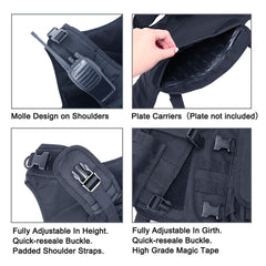 MGFLASHFORCE Molle Airsoft Vest Tactical Vest Plate Carrier Swat Fishing Hunting Paintball Vest Military Army Armor Police Vest