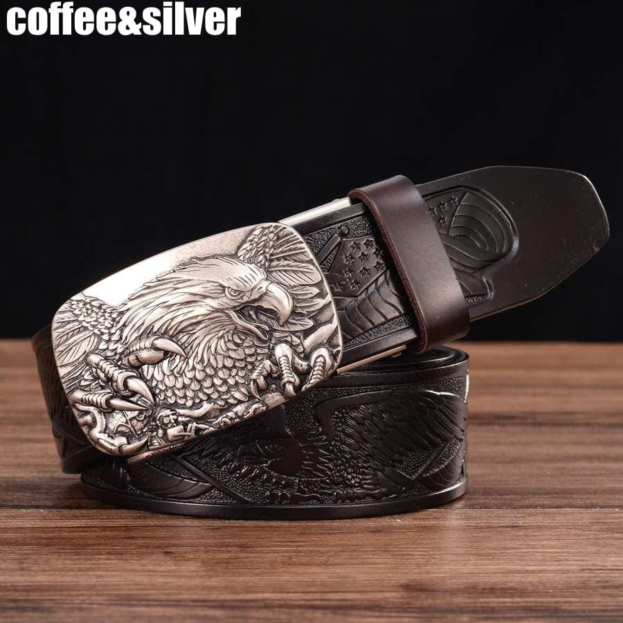 Men's Leather Belts Belts for Men Genuine Leather Ratchet Belt Automatic Buckle Wide:35mm Men Automatic Buckle Belt