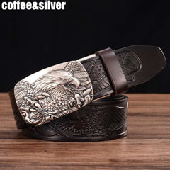 Men's Leather Belts Belts for Men Genuine Leather Ratchet Belt Automatic Buckle Wide:35mm Men Automatic Buckle Belt