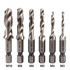 Tap Drill Bit Set Hex Shank Titanium Plated HSS Screw Thread Bit Screw Machine Compound Tap M3 M4 M5 M6 M8 M10 Hand Tools