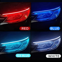 2pcs Auto Headlights White Turn Signal Yellow Brake Flow Lights LED DRL Car Daytime Running Light Flexible Waterproof Strip 12V