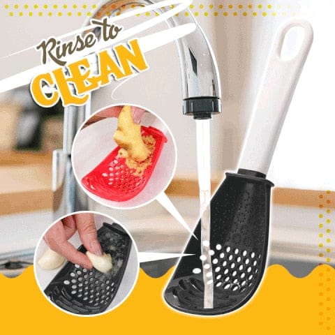 Multifunctional Cooking Spoon Kitchen Strainer Scoop to Cut Garlic Hanging Hole Innovative Potato Garlic Press kitchen Accessory - Wowza