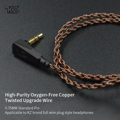 KZ ZS10 ZSN ZEX PRO In Ear Cable High-Purity Oxygen-Free Copper Twisted Upgrade Cable 2pin Cable For KZ ZEX Silver plated Cable