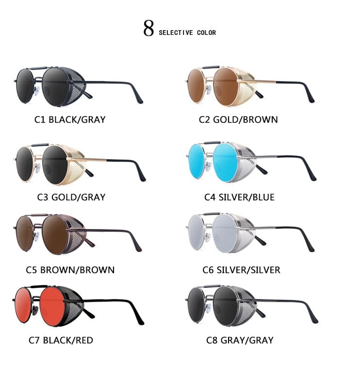 2022 NEW Round Steampunk Sunglasses Men Women Fashion Metal Glasses Brand Design Vintage Sunglasses High Quality UV400 Gafas