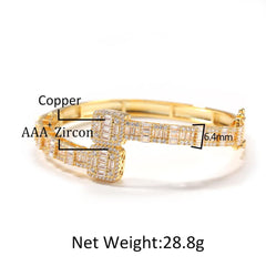 THE BLING KING CZ Custom Opened Square Zircon Bracelet Iced Out CZ  Bracelet Gold silver color For Men Luxury