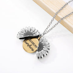 You Are My Sunshine Open Locket Sunflower Pendant Necklace Boho Jewelry Best Friendship Gifts Bff Letter Necklace Collier