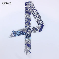 Silk Scarf For Women Letter chain Printed Handle Bag Ribbons Brand Fashion Head Scarf Small Long Skinny Scarves