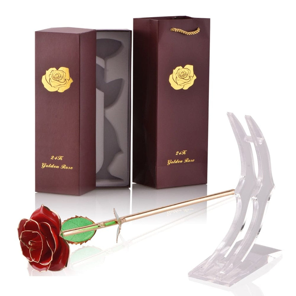 Gifts for Women 24k Gold Dipped Rose with Stand Eternal Flowers Forever Love In Box Girlfriend Wedding Valentine Gift for Her