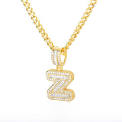 Trend Ice Out Letters Necklace Pendant for Women Men Initials Cubic Zirconia A-Z Alphabet Clavicle Necklace Collar Fashion Gift