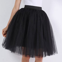 Quality 5 Layers Fashion Tulle Skirt Pleated TUTU Skirts Womens Lolita Petticoat Bridesmaids Midi Skirt Jupe Saias faldas