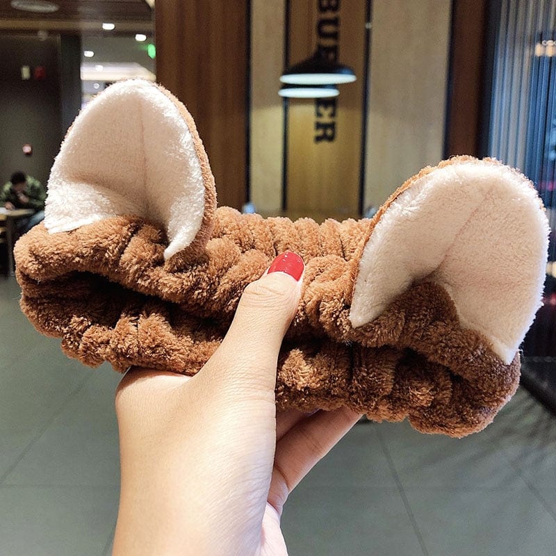 Wash Face Hair Holder Hairbands Soft Warm Coral Fleece Bow Animal Ears Headband For Women Girls Turban Fashion Hair Accessories