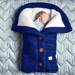 Autumn and Winter Stroller Baby Sleeping Bag Outdoor Button Baby Knitted Sleeping Bag Wool Brushed and Thick Baby's Blanket